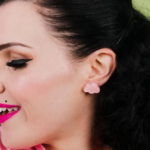 Cheap Cloud Glitter Resin Stud Earrings - Pink Essential Earrings