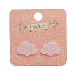 Cheap Cloud Glitter Resin Stud Earrings - Pink Essential Earrings
