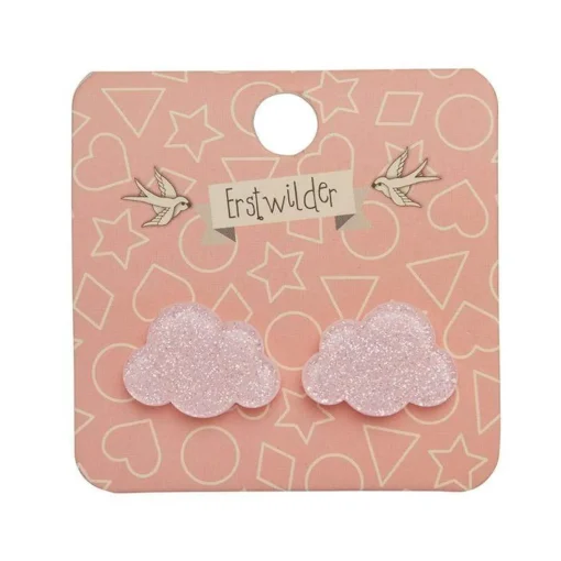 Cheap Cloud Glitter Resin Stud Earrings - Pink Essential Earrings