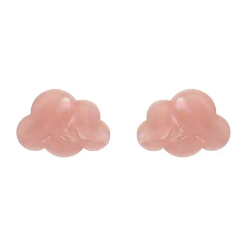 Online Cloud Solid Glitter Resin Stud Earrings - Pink Essential Earrings