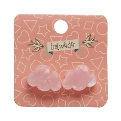Online Cloud Solid Glitter Resin Stud Earrings - Pink Essential Earrings