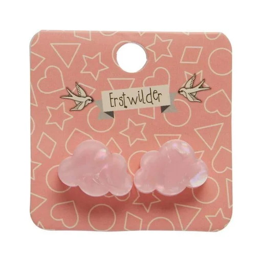 Online Cloud Solid Glitter Resin Stud Earrings - Pink Essential Earrings