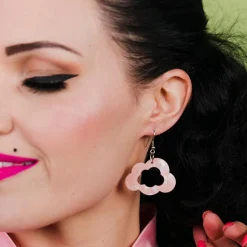 Sale Cloud Solid Glitter Resin Drop Earrings - Pink Essential Earrings