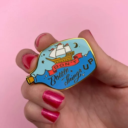 Cheap Don'T Bottle Things Up Enamel Pin Enamel Pins