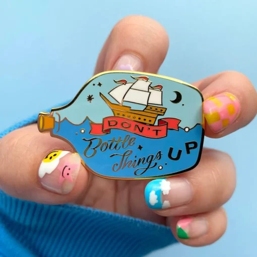 Cheap Don'T Bottle Things Up Enamel Pin Enamel Pins