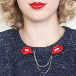 Outlet Double Feature Lips Double Brooch Brooches