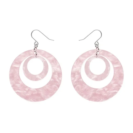Store Double Hoop Ripple Drop Earrings - Pink Essential Earrings