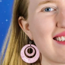 Store Double Hoop Ripple Drop Earrings - Pink Essential Earrings