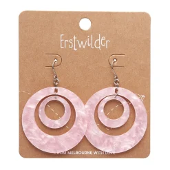 Store Double Hoop Ripple Drop Earrings - Pink Essential Earrings