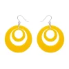 Store Double Hoop Solid Drop Earrings - Yellow Essential Earrings