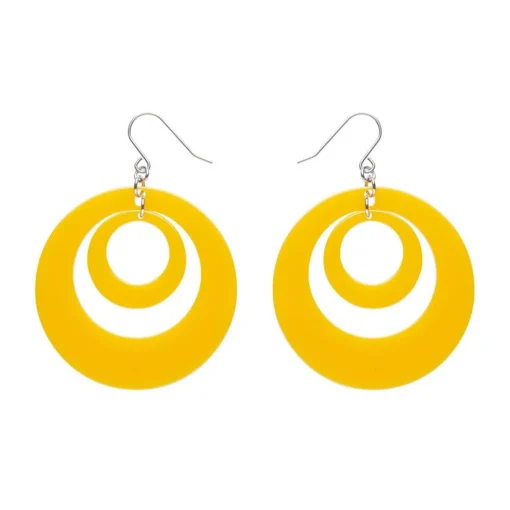 Store Double Hoop Solid Drop Earrings - Yellow Essential Earrings