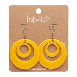 Store Double Hoop Solid Drop Earrings - Yellow Essential Earrings