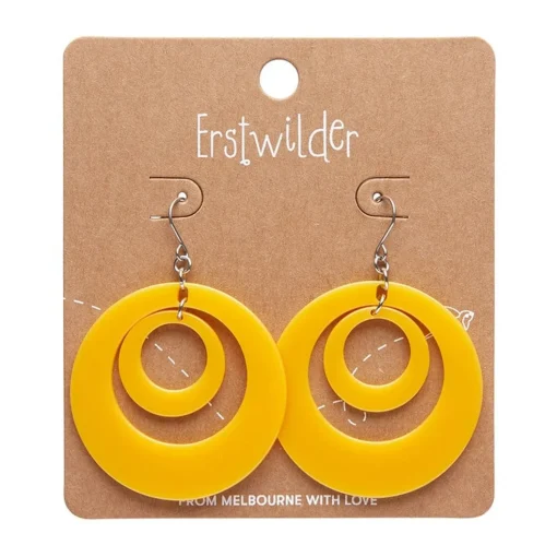 Store Double Hoop Solid Drop Earrings - Yellow Essential Earrings