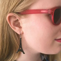Hot Eiffel Tower Glitter Resin Drop Earrings - Black Essential Earrings