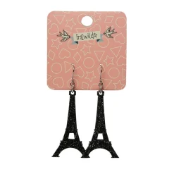 Hot Eiffel Tower Glitter Resin Drop Earrings - Black Essential Earrings