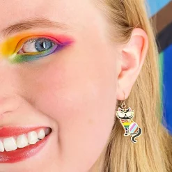 Best Elissa The Rainbow Cat Enamel Drop Earrings Enamel Earrings