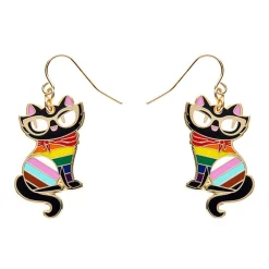 Best Elissa The Rainbow Cat Enamel Drop Earrings Enamel Earrings