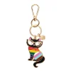 Hot Elissa The Rainbow Cat Enamel Key Ring Enamel Key Rings