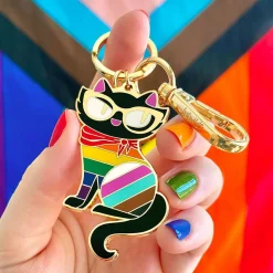 Hot Elissa The Rainbow Cat Enamel Key Ring Enamel Key Rings