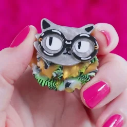 Hot Feathered And Framed Mini Brooch Brooches