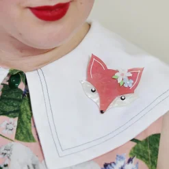 Cheap Flora Fox Face Brooch Brooches
