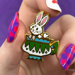 Sale Follow The White Rabbit Enamel Pin Enamel Pins