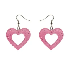 Store Heart Glitter Resin Drop Earrings - Pink Essential Earrings