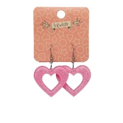 Store Heart Glitter Resin Drop Earrings - Pink Essential Earrings