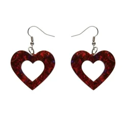Flash Sale Heart Lava Resin Drop Earrings - Red Essential Earrings