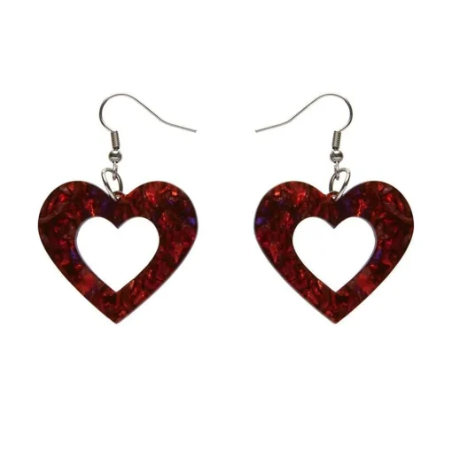 Flash Sale Heart Lava Resin Drop Earrings - Red Essential Earrings