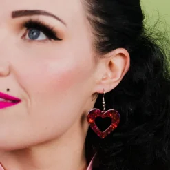Flash Sale Heart Lava Resin Drop Earrings - Red Essential Earrings