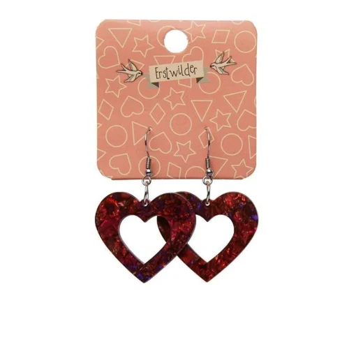 Flash Sale Heart Lava Resin Drop Earrings - Red Essential Earrings