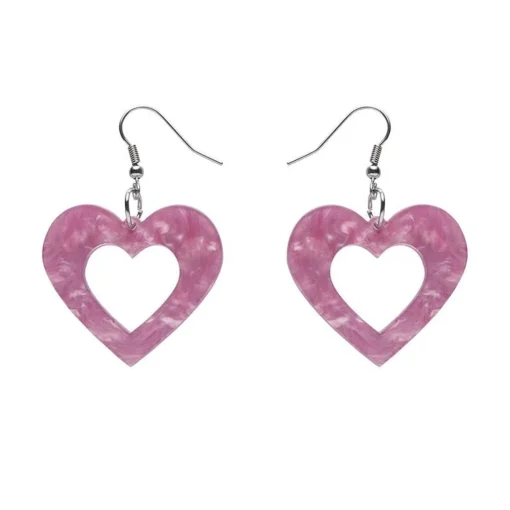 Store Heart Ripple Resin Drop Earrings - Mauve Essential Earrings