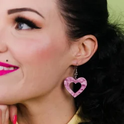 Store Heart Ripple Resin Drop Earrings - Mauve Essential Earrings