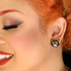 Fashion Hex Kitten Earrings Earrings