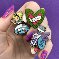 Online Kitchy Witch Alice'S Wonderland Falling Alice Pin Pack - 3 Piece Enamel Pins