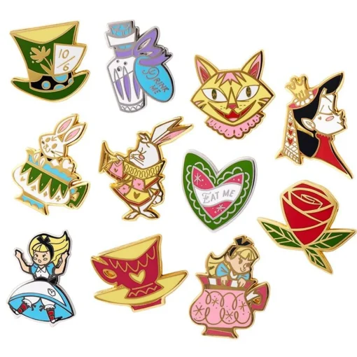 Fashion Kitchy Witch Alice'S Wonderland Complete Pin Pack - 11 Piece Enamel Pins