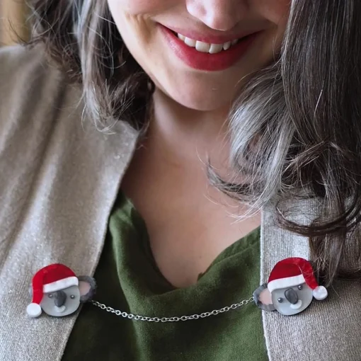 New Koala Claus Double Brooch Brooches