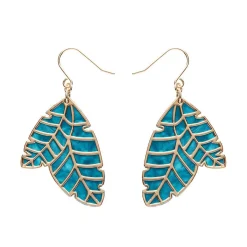 Best Leaf Textured Emerald Resin Drop Earrings - Gold Essential Earrings
