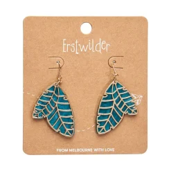 Best Leaf Textured Emerald Resin Drop Earrings - Gold Essential Earrings