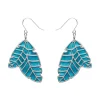 Hot Leaf Textured Emerald Resin Drop Earrings - Silver Essential Earrings