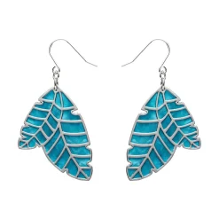 Hot Leaf Textured Emerald Resin Drop Earrings - Silver Essential Earrings