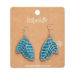 Hot Leaf Textured Emerald Resin Drop Earrings - Silver Essential Earrings
