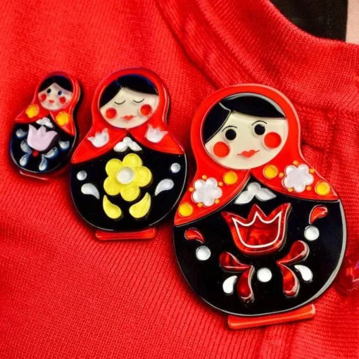 Discount Matryoshka Memories Toy Brooch Set Brooches