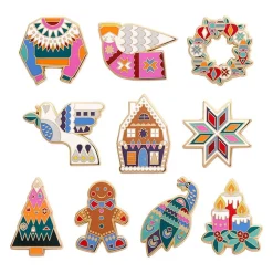 Hot Modern Holiday Enamel Pin Pack - 10 Piece Enamel Pins