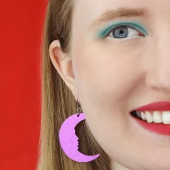 Best Moon Mirror Drop Earrings - Purple Essential Earrings