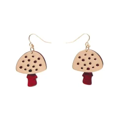 Online Mushroom Textured Resin Drop Earrings - Red Essential Earrings