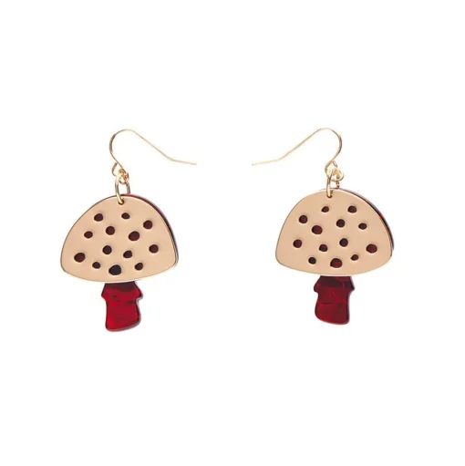 Online Mushroom Textured Resin Drop Earrings - Red Essential Earrings