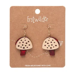 Online Mushroom Textured Resin Drop Earrings - Red Essential Earrings