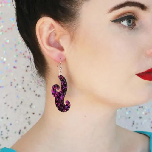 Sale Nouveau Chunky Glitter Resin Drop Earrings - Purple Essential Earrings